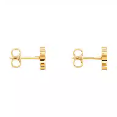 CELINE Logo Brass Earrings Gold