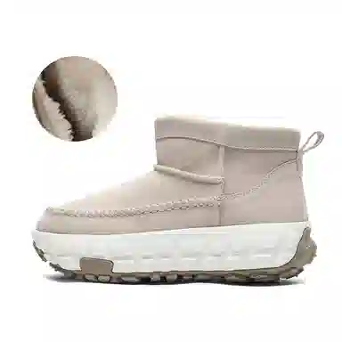 小红人 牛反绒 保暖 厚底 百搭轮胎底 短筒 雪地靴 男女同款 米灰色