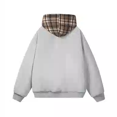 美式复古连帽加绒加厚休闲百搭卫衣夹克棉服 男女同款