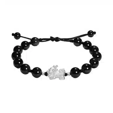 中国珠宝 貔貅宝宝手饰 幸福如意 平安喜乐 国风雅韵 清新脱俗 色泽亮丽精湛工艺 整体华而不炫  财运滚滚 黑曜石 手链 男款