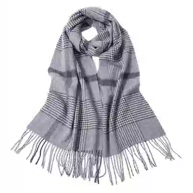 红豆 保暖加宽加厚经典英伦格 羊毛 绒线围巾 男款