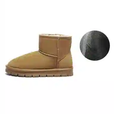 森达 牛剖层革 耐磨 舒适绒毛户外休闲通勤百搭 短筒 雪地靴 男款