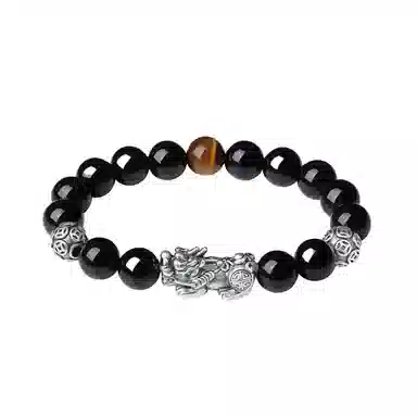 中国珠宝 貔貅祥瑞守护招财进宝 以八方之财为食 吞万物而不泄 平安喜乐 事事顺心 精雕细琢 栩栩如生 黑曜石 手串 男女同款情侣款