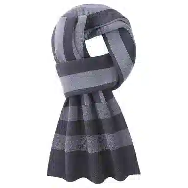 红豆 保暖加厚经典英伦格 羊毛 绒线围巾 男款