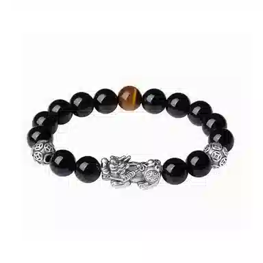 中国珠宝 貔貅祥瑞守护招财进宝 以八方之财为食 吞万物而不泄 平安喜乐 事事顺心 精雕细琢 栩栩如生 黑曜石 手串 男女同款情侣款