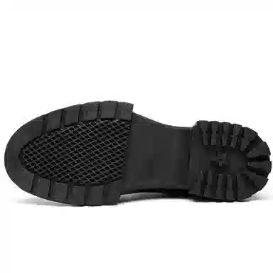 法派 头层羊皮 加绒保暖 中筒 马丁靴 男款 黑色