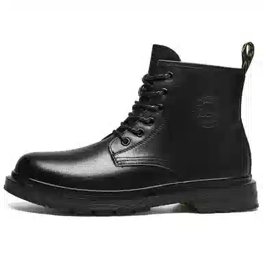 法派 皮革 加绒保暖英伦风 中筒 马丁靴 男款 黑色
