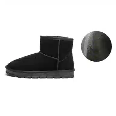 森达 牛剖层革 耐磨 舒适绒毛户外休闲通勤百搭 短筒 雪地靴 男款