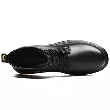 法派 皮革 加绒保暖英伦风 中筒 马丁靴 男款 黑色