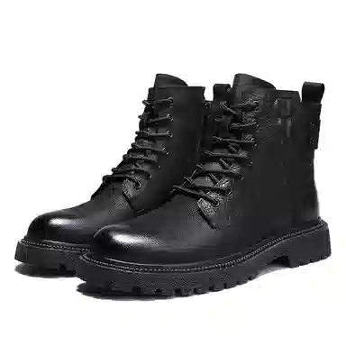 袋鼠头 牛剖层革 时尚百搭日常 短靴 男女同款 黑色