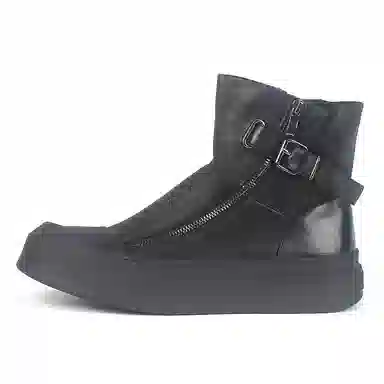 泰点 牛皮 时尚 潮流 厚底 短靴 男款 黑色