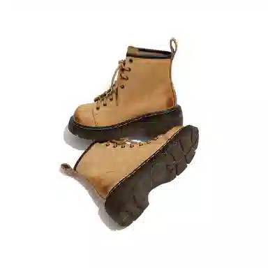 老喵 复古休闲简约 马丁靴 女款 棕色