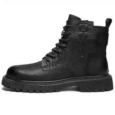 袋鼠头 牛剖层革 时尚百搭日常 短靴 男女同款 黑色