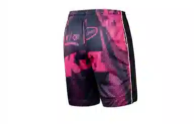 乔丹 满印中腰系带舒适透气直筒篮球裤 男款 智能粉印花/黑色