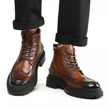 Playboy Brogue Leather Boots