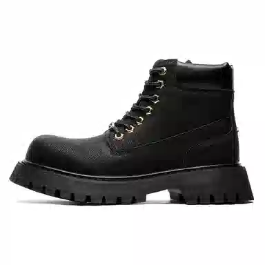 马丁靴男女同款情侣短靴 增高大黄靴 英伦风侧拉链户外登山工装靴