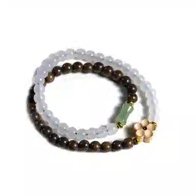 物㯖 国潮盘完绕指柔双圈文玩复古文艺佛珠念珠诸事顺遂八方来财寓意好必备#幸运配饰 阴沉木 木作手串 男女同款情侣款