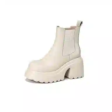 苏颜娇 头层牛皮 时尚小众百搭潮流 短筒 切尔西靴 女款