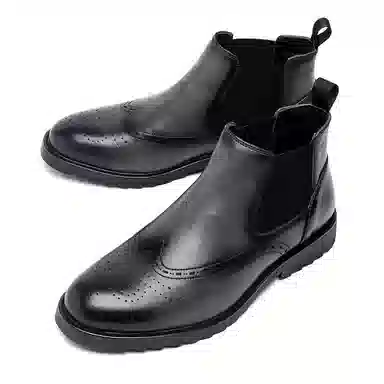 品乙 超纤皮 百搭 增高潮流 时尚舒适 短筒 切尔西靴 男款