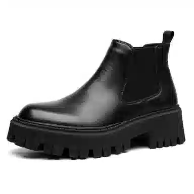 卡奇奥蒂 超纤皮 韩版潮流 英伦烟筒 切尔西靴 男款 黑色