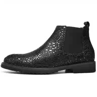 法派 冰点纹 一脚蹬 舒适百搭 短筒 切尔西靴 男款 黑色