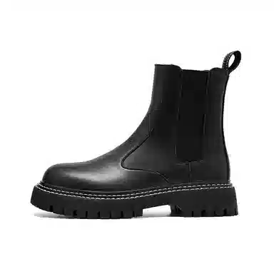卡奇奥蒂 超纤皮 英伦百搭 简约潮流 防滑减震 高筒 切尔西靴 男款 黑色