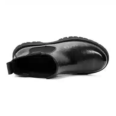 凯玛龙 二层牛皮 舒适时尚 短筒 切尔西靴 男款 黑色