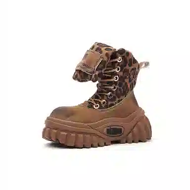 KEDDO Retro Leopard Platform Boots