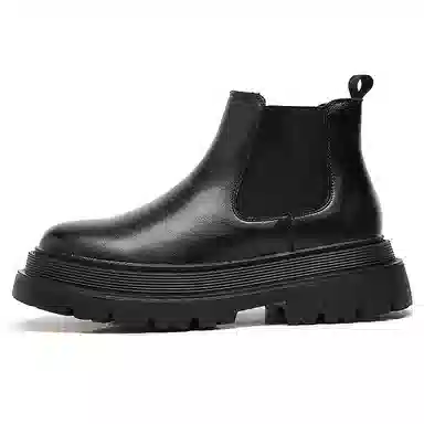 卡奇奥蒂 超纤皮 加绒 英伦风舒适 短筒 切尔西靴 男款 黑色