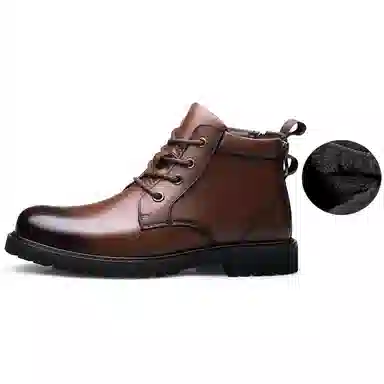 袋鼠头 牛皮革 舒适百搭 防滑厚底 中筒 马丁靴