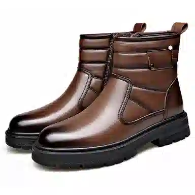 牛剖层革 加绒舒适休闲时尚百搭保暖 短靴 男款