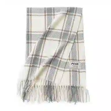 匹克 秋冬季流苏格子撞色英伦风加厚防寒保暖 绒线围巾（礼盒可选） 男女同款情侣款