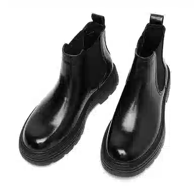 罗蒙 牛剖层革 简约经典 百搭轻便 套筒舒适 及踝 切尔西靴 男款 黑色