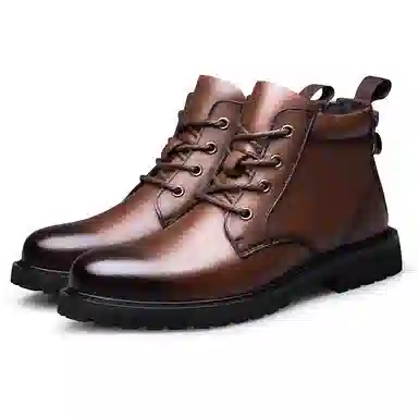 袋鼠头 牛皮革 舒适百搭 防滑厚底 中筒 马丁靴