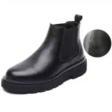 威世米邦 超纤皮 厚底百搭 英伦潮流 简约 短筒 切尔西靴 男款 黑色