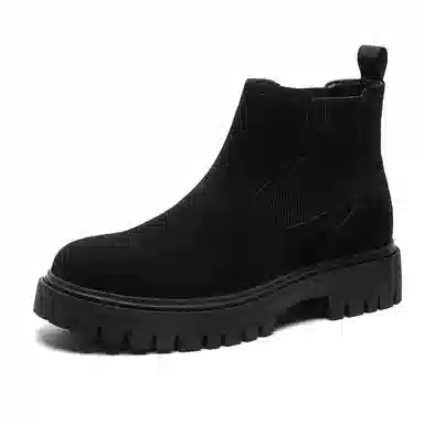 威世米邦 牛反绒 厚底百搭潮流复古英伦风一脚蹬户外雪地加绒保暖 短筒 切尔西靴 中跟 男款