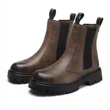 木林森 合成革 耐磨防滑 通勤百搭 舒适潮流 短筒 切尔西靴 男款