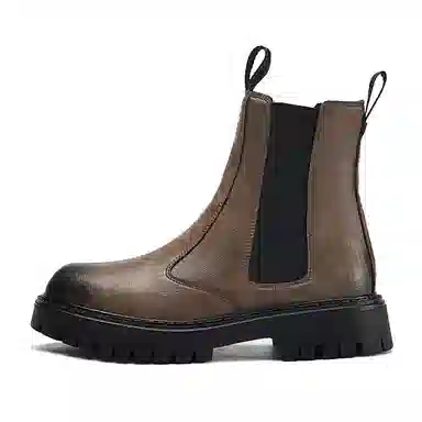 木林森 合成革 耐磨防滑 通勤百搭 舒适潮流 短筒 切尔西靴 男款