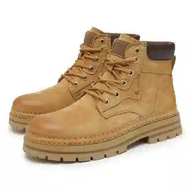 袋鼠头 头层猪皮 经典简约 个性百搭时尚 短筒 马丁靴 男女同款