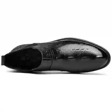 正泰 牛皮革 时尚舒适 短筒 切尔西靴 男款 黑色