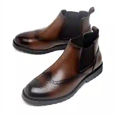 品乙 超纤皮 百搭 增高潮流 时尚舒适 短筒 切尔西靴 男款