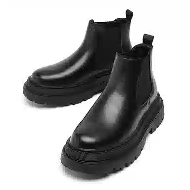 卡奇奥蒂 超纤皮 加绒 英伦风舒适 短筒 切尔西靴 男款 黑色