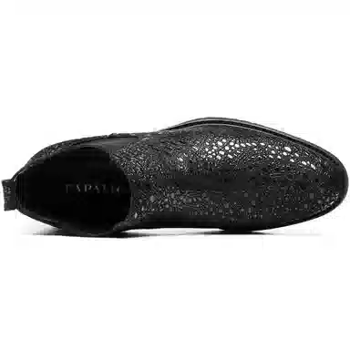 法派 冰点纹 一脚蹬 舒适百搭 短筒 切尔西靴 男款 黑色