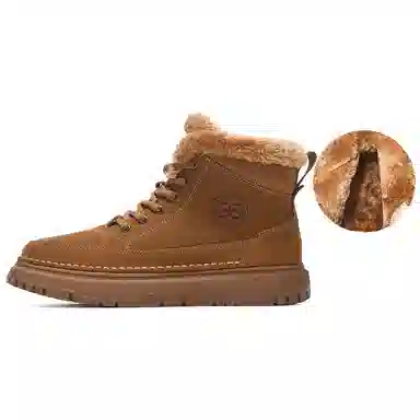 真恩 牛反绒 保暖增高 抗寒舒适 短筒 雪地靴 男款