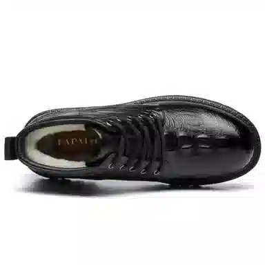 法派 二层牛皮 加绒 加厚  耐磨 保暖 短筒 户外靴 男款 黑色