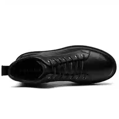 法派 头层牛皮 简约休闲 中筒 户外靴 男款 黑色