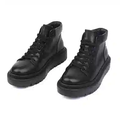 潮攻 牛皮革 通勤百搭 短靴 男款 黑色