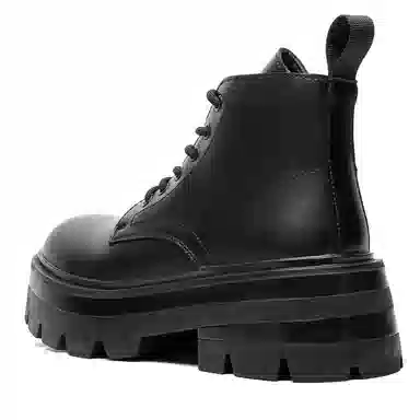 PU Derby High-Top Motorcycle Boots Classic Black