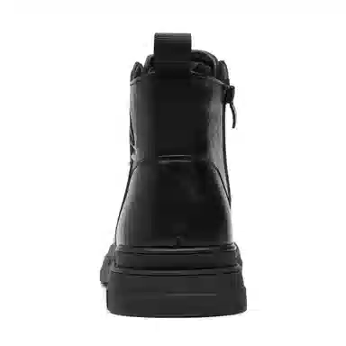 法派 头层牛皮 加绒保暖休闲 中筒 户外靴 男款 黑色