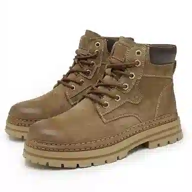 袋鼠头 头层猪皮 经典简约 个性百搭时尚 短筒 马丁靴 男女同款